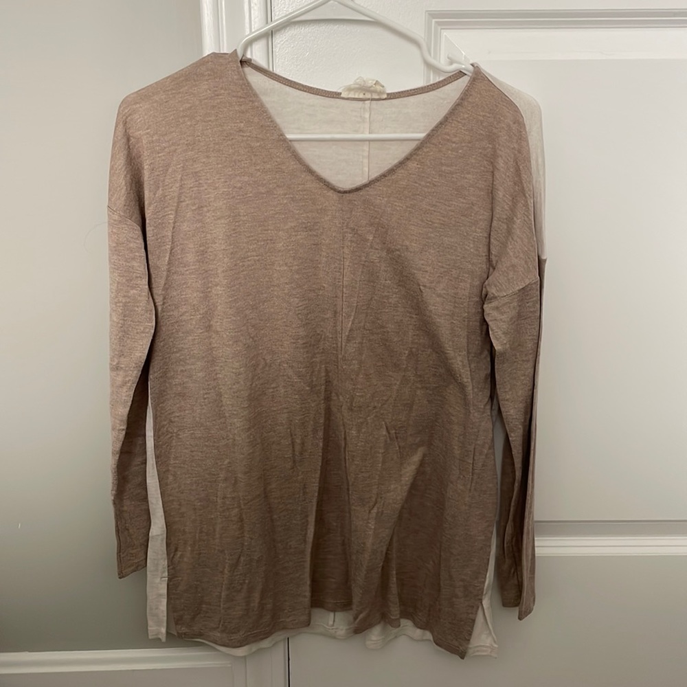LOFT Lounge Tan Cream Two Tone Lightweight Top Shirt